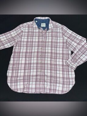 Jachs Girlfriend New York Plaid flannel Shirt pink purple with pockets ladies XL